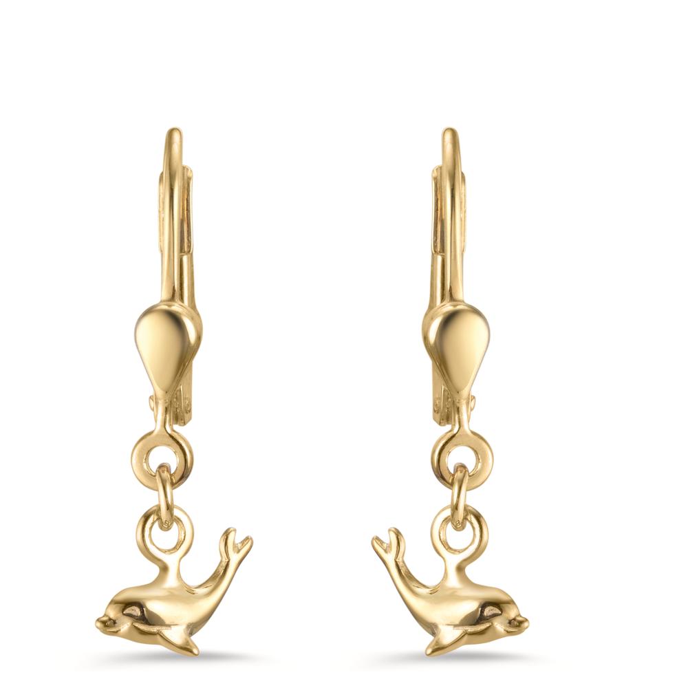 Drop Earrings Silver Yellow Gold plated Dolphin Ø8 mm