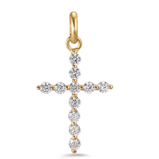 Pendant Silver Zirconia 11 Stones Yellow Gold plated Cross