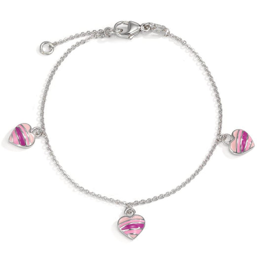 Bracelet Silver Rhodium plated Heart 15-17 cm