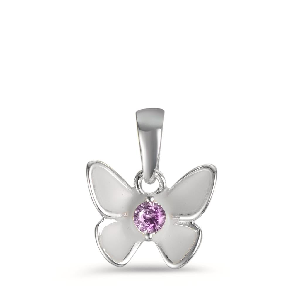 Pendant Silver Zirconia Enameled Butterfly Ø9.5 mm