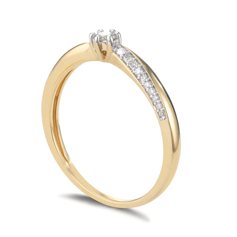 Solitaire ring 18k Yellow Gold Diamond 0.15 ct, 21 Stones, w-si