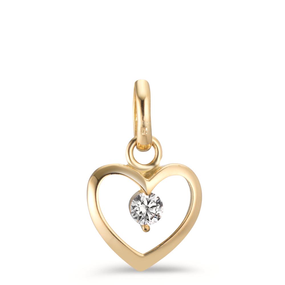 Pendant 18k Yellow Gold Zirconia Heart Ø8.5 mm