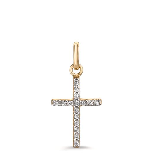 Pendant 18k Yellow Gold Zirconia 16 Stones Cross