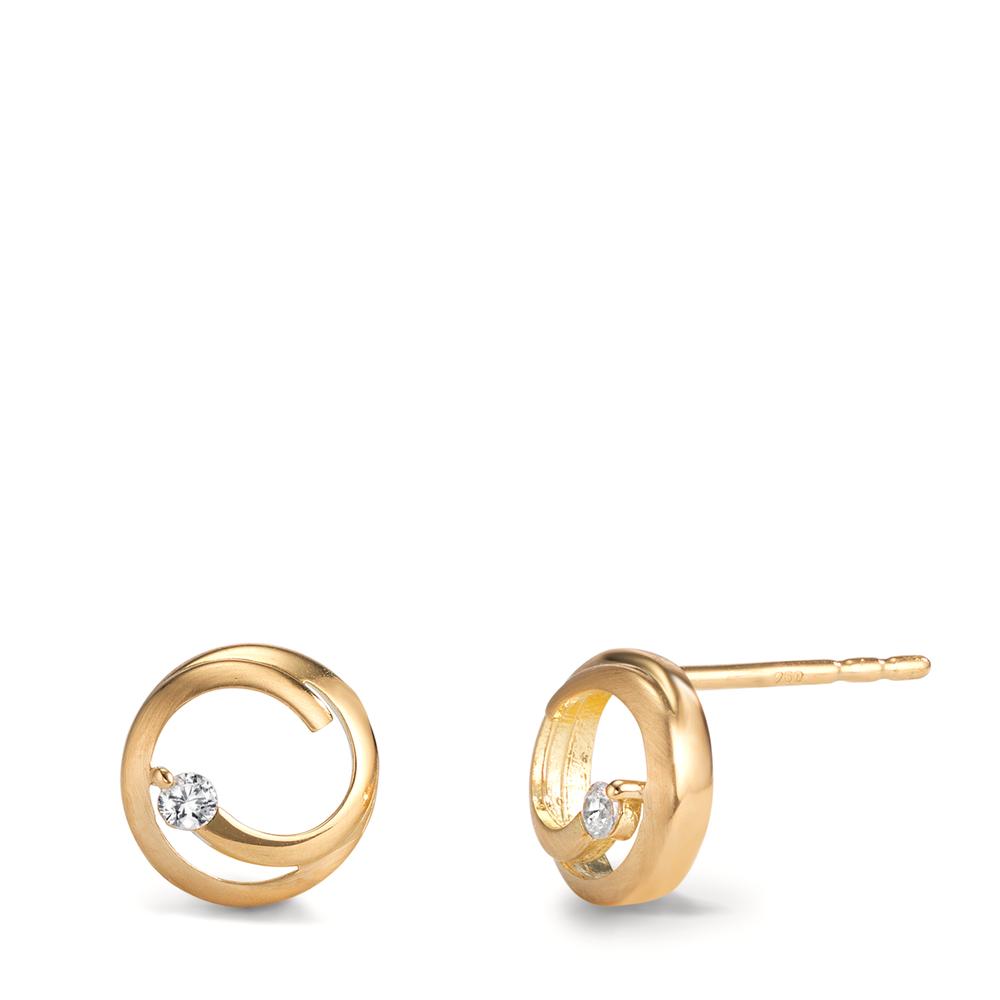 Stud earrings 18k Yellow Gold Zirconia 2 Stones Ø8 mm