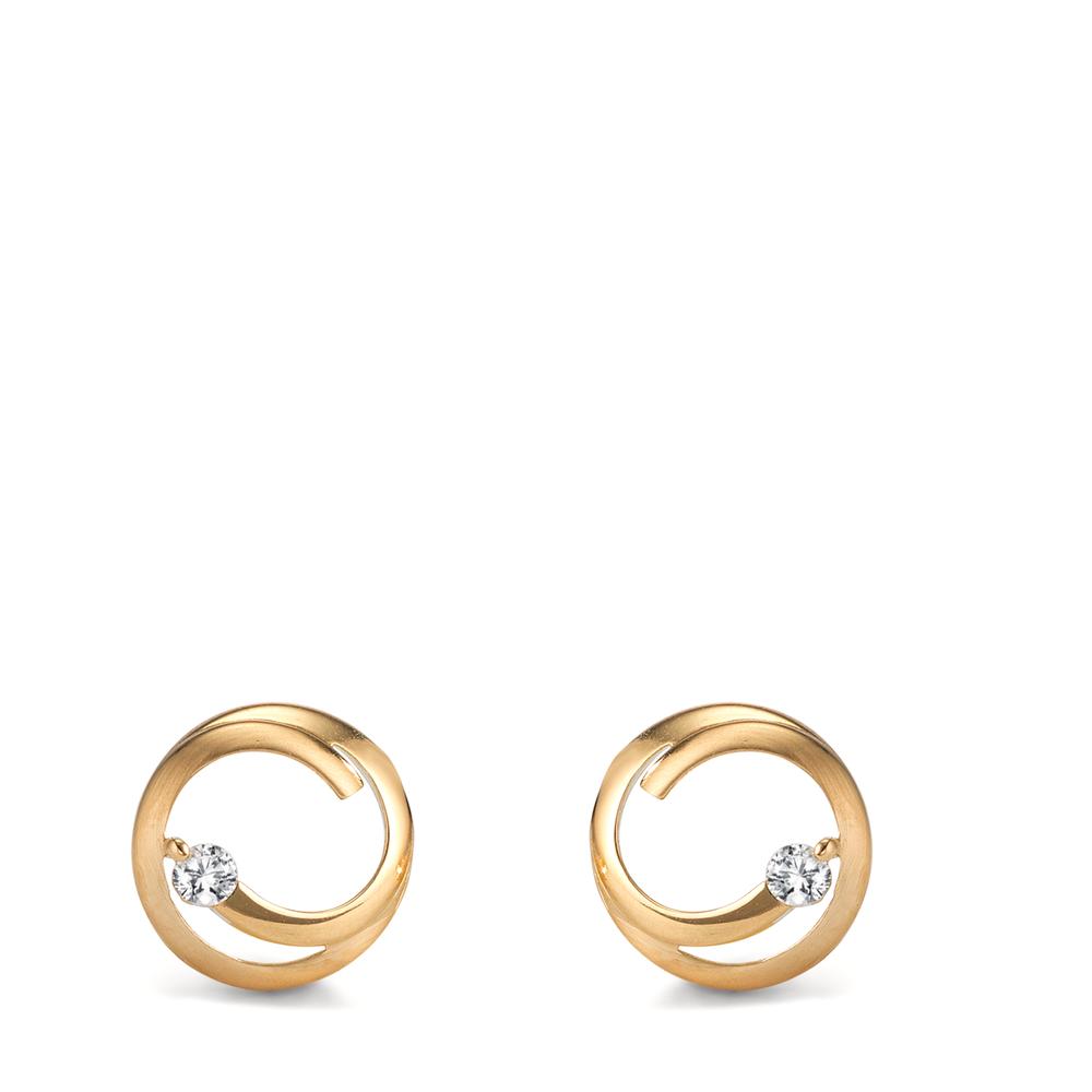 Stud earrings 18k Yellow Gold Zirconia 2 Stones Ø8 mm