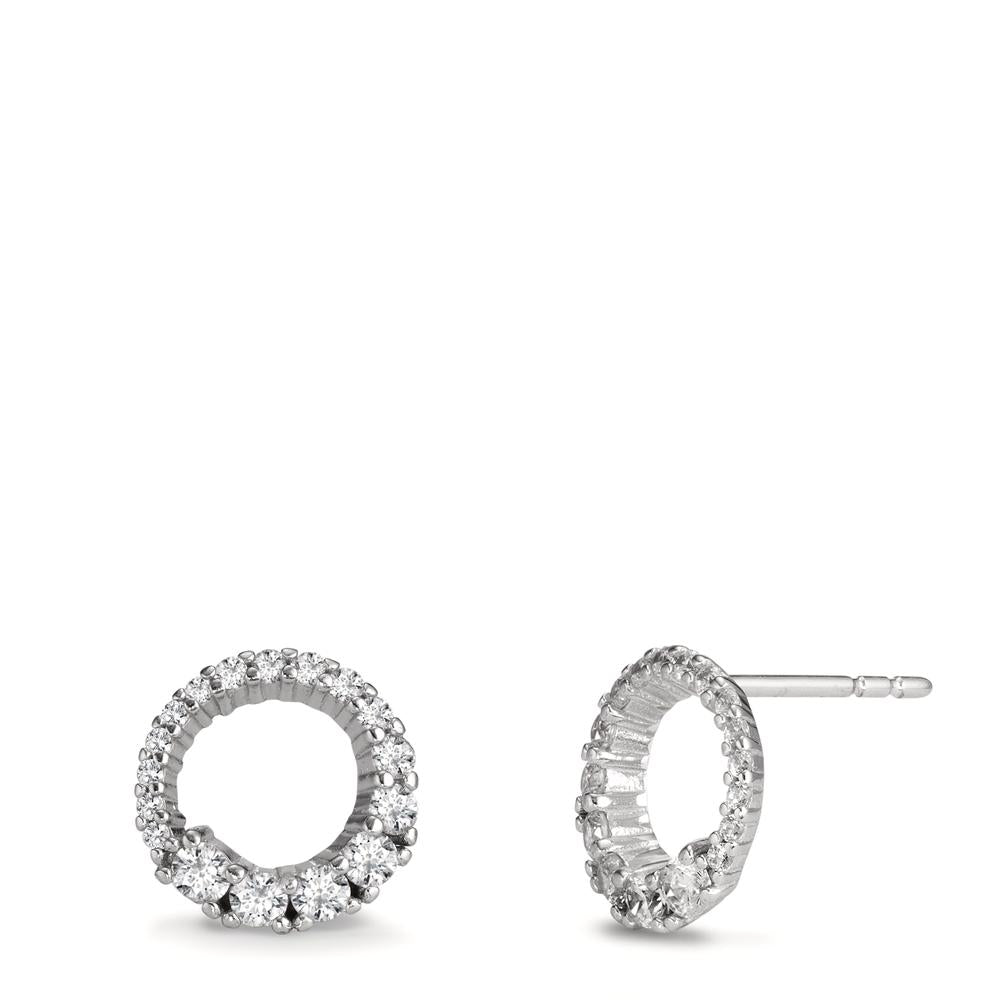 Stud earrings 18k White Gold Zirconia Ø9.5 mm