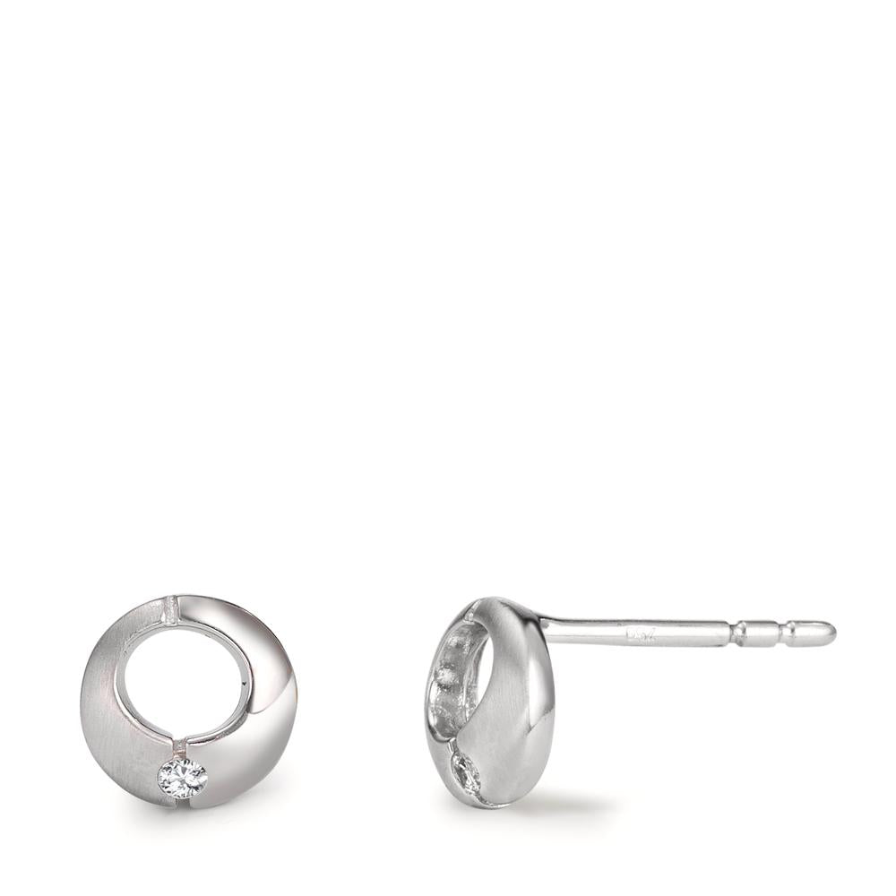 Stud earrings 18k White Gold Zirconia 2 Stones Ø6.5 mm