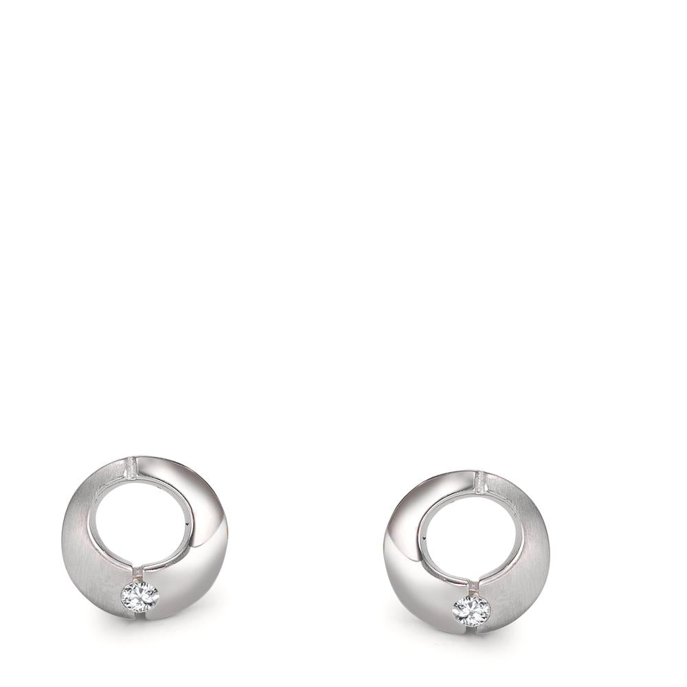 Stud earrings 18k White Gold Zirconia 2 Stones Ø6.5 mm