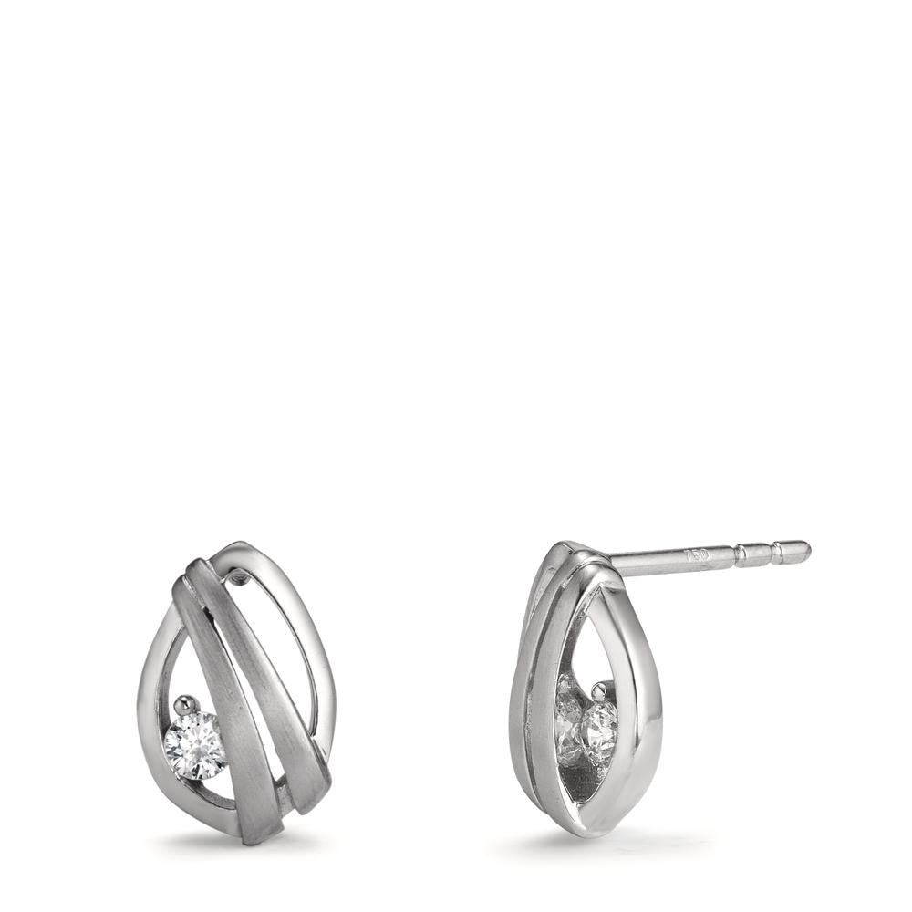 Stud earrings 18k White Gold Zirconia 2 Stones