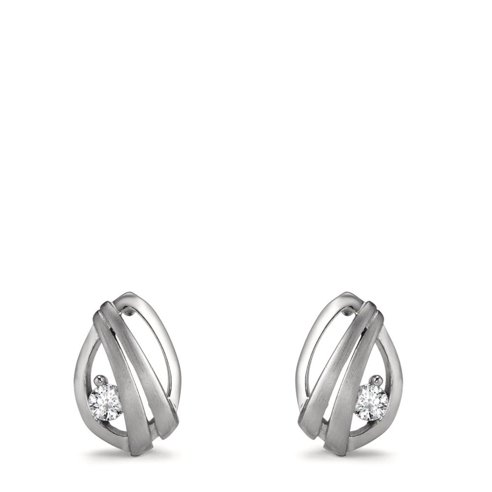 Stud earrings 18k White Gold Zirconia 2 Stones