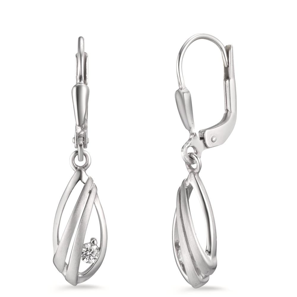 Drop Earrings 18k White Gold Zirconia 2 Stones