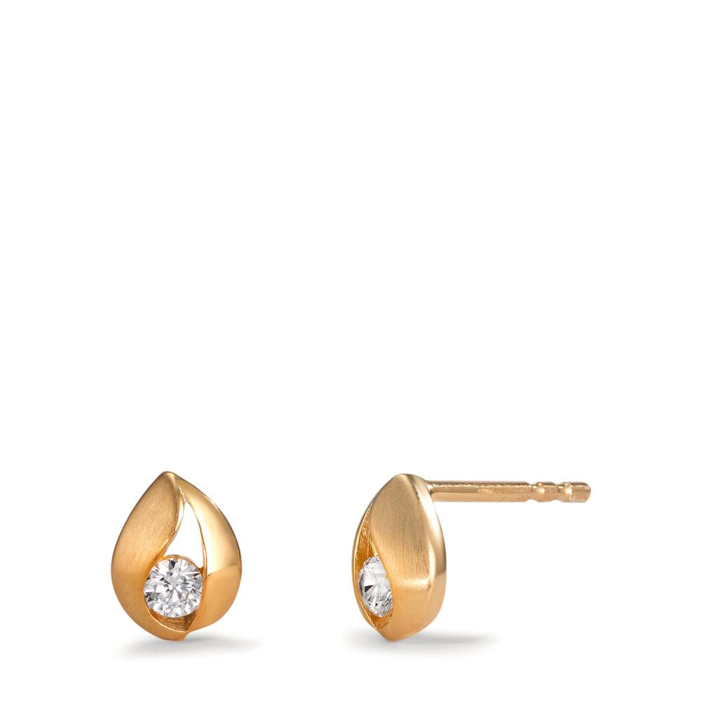 Stud earrings 9k Yellow Gold Zirconia 2 Stones