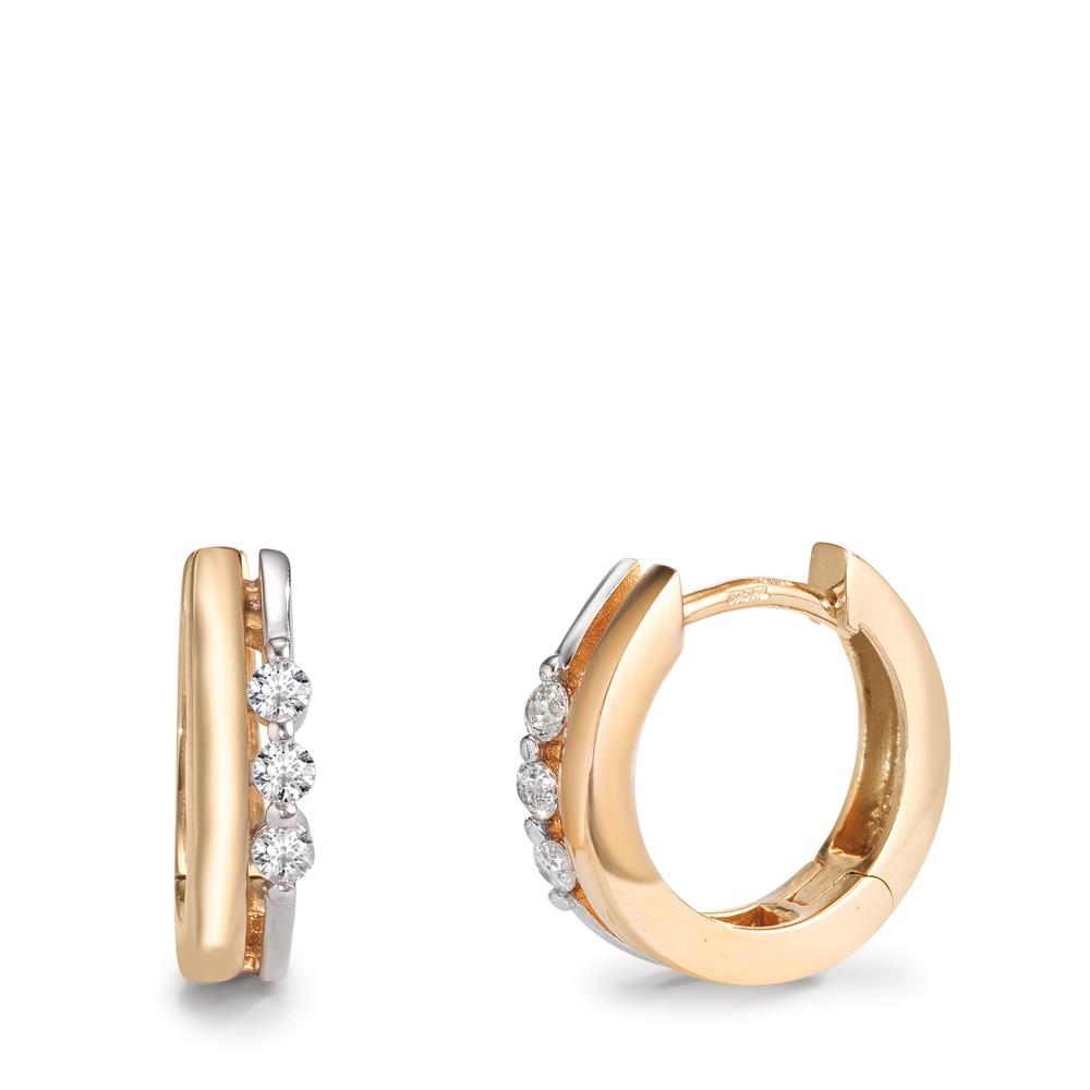 Hinged hoop 9k Yellow Gold Zirconia 6 Stones Bicolor