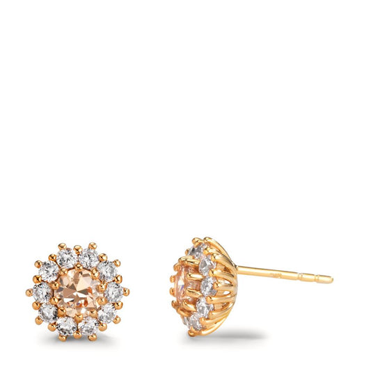 Stud earrings 9k Yellow Gold Zirconia 22 Stones Ø9 mm