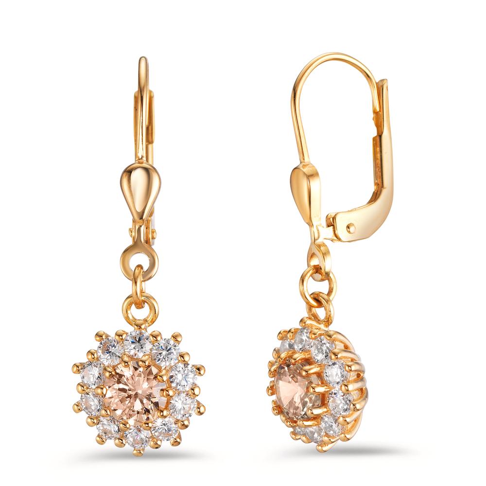 Drop Earrings 9k Yellow Gold Zirconia 22 Stones Ø9 mm