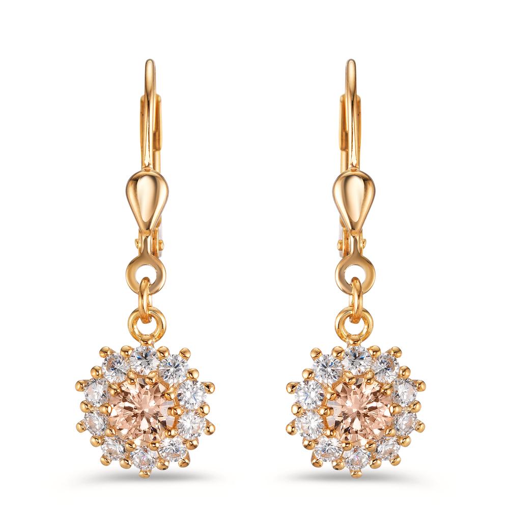 Drop Earrings 9k Yellow Gold Zirconia 22 Stones Ø9 mm