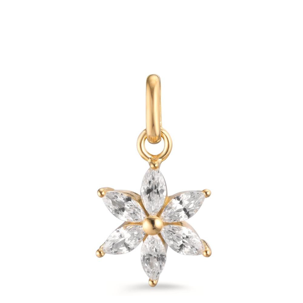 Pendant 9k Yellow Gold Zirconia 6 Stones Flower Ø9.5 mm