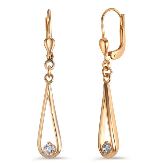 Drop Earrings 9k Yellow Gold Zirconia 2 Stones