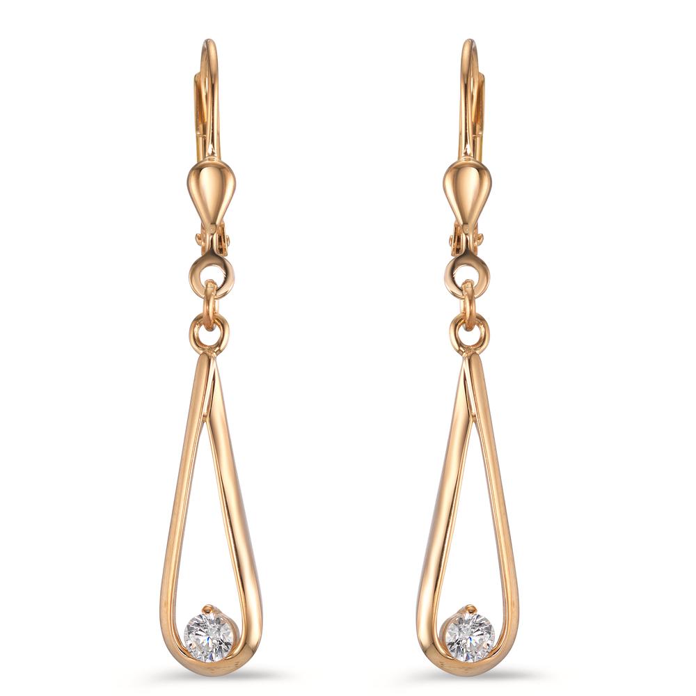 Drop Earrings 9k Yellow Gold Zirconia 2 Stones