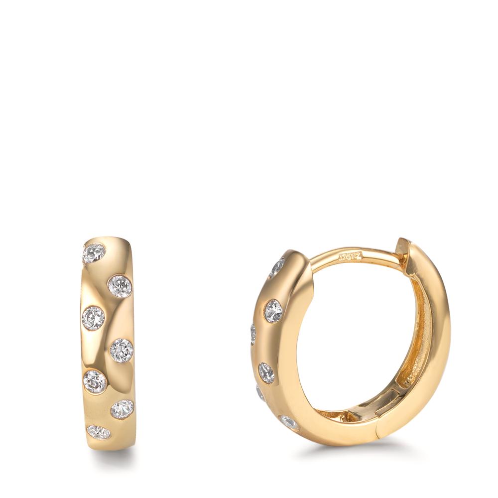 Hinged hoop 9k Yellow Gold Zirconia 14 Stones