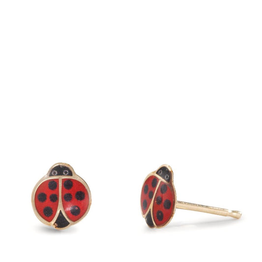 Stud earrings 9k Yellow Gold Lacquered Ladybird Ø5.5 mm