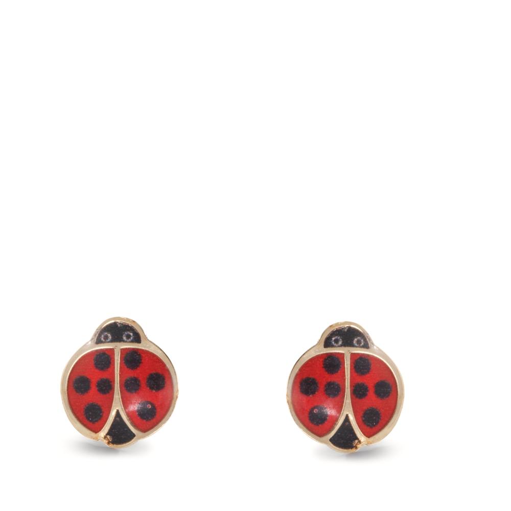 Stud earrings 9k Yellow Gold Lacquered Ladybird Ø5.5 mm