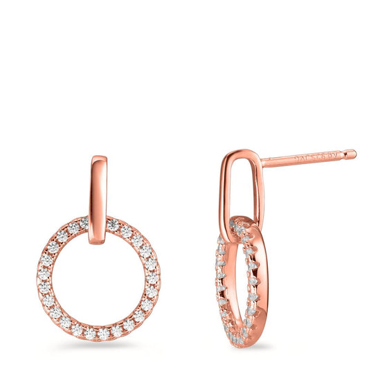 Drop Earrings Silver Zirconia Rose Gold plated Ø13 mm