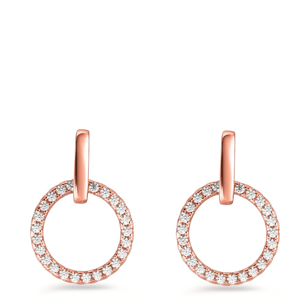 Drop Earrings Silver Zirconia Rose Gold plated Ø13 mm