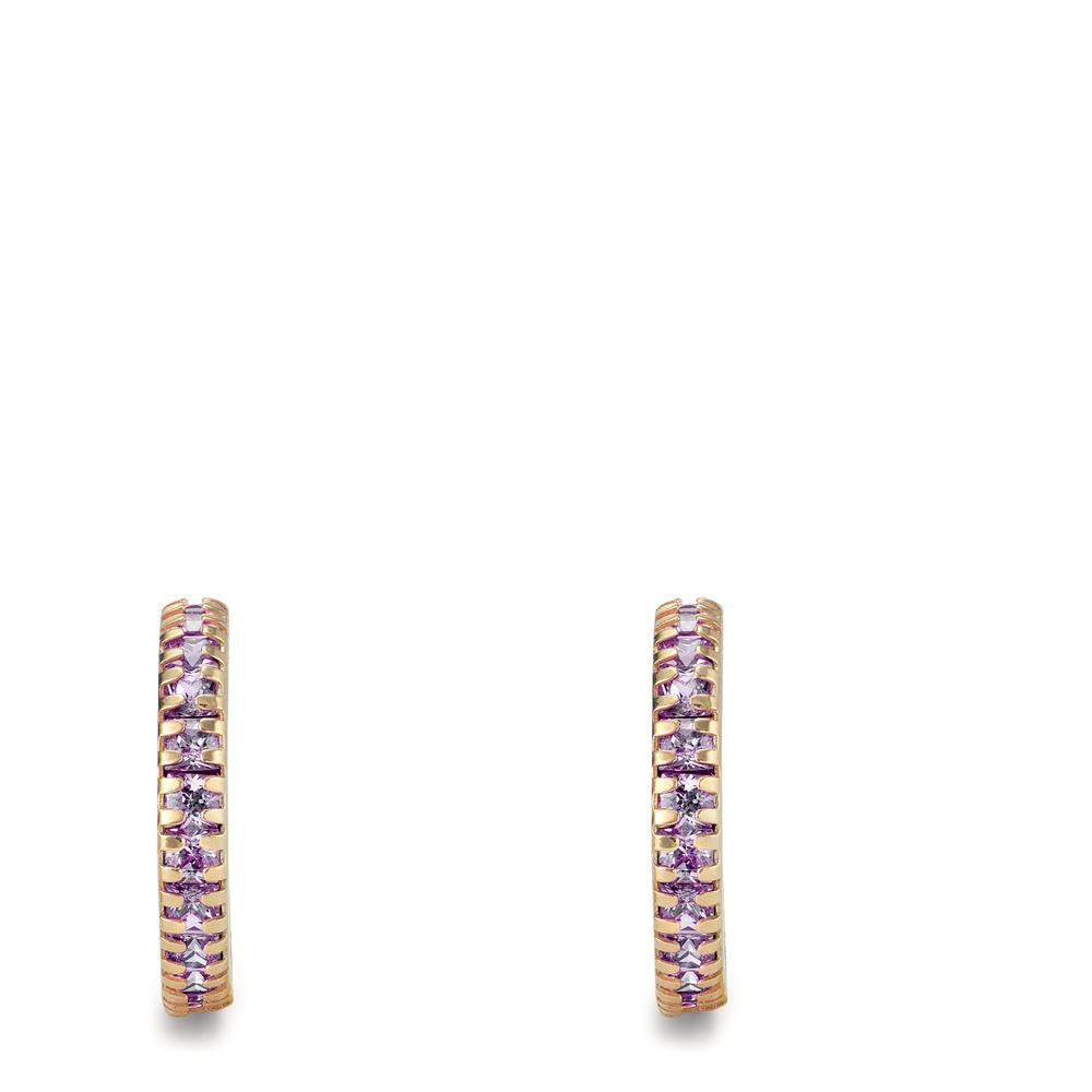 Hoop earrings 9k Yellow Gold Zirconia Violet, 32 Stones