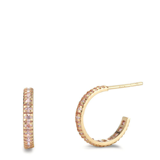 Hoop earrings 9k Yellow Gold Zirconia Rose, 32 Stones