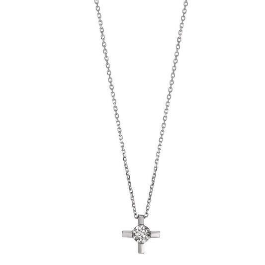 Necklace 18k White Gold Diamond 0.015 ct, w-si Cross 40-42 cm