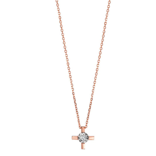 Necklace 18k Red Gold Diamond 0.015 ct, w-si Cross 40-42 cm