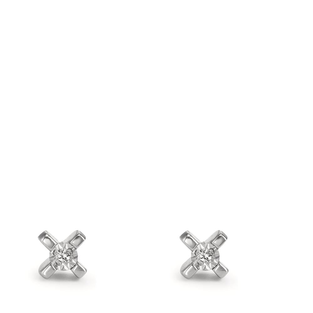 Stud earrings 18k White Gold Diamond 0.01 ct, 2 Stones, w-si Ø3.5 mm