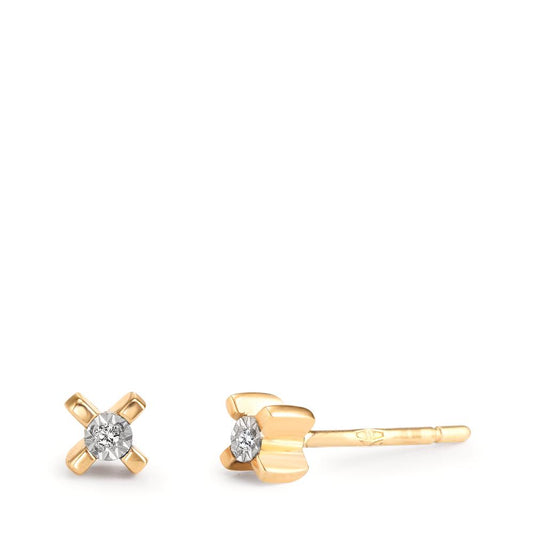 Stud earrings 18k Yellow Gold Diamond 0.01 ct, 2 Stones, w-si Ø3.5 mm