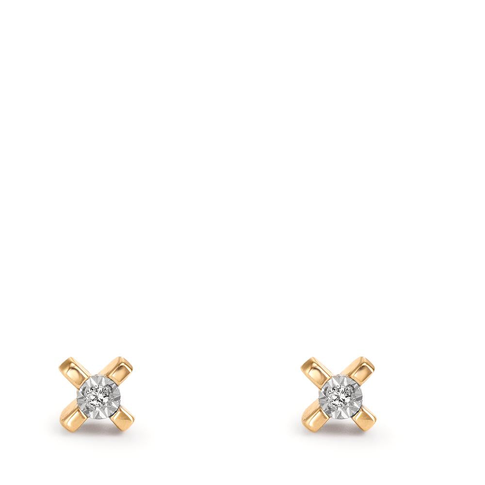 Stud earrings 18k Yellow Gold Diamond 0.01 ct, 2 Stones, w-si Ø3.5 mm