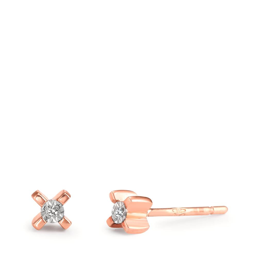 Stud earrings 18k Red Gold Diamond 0.01 ct, 2 Stones, w-si Ø3.5 mm