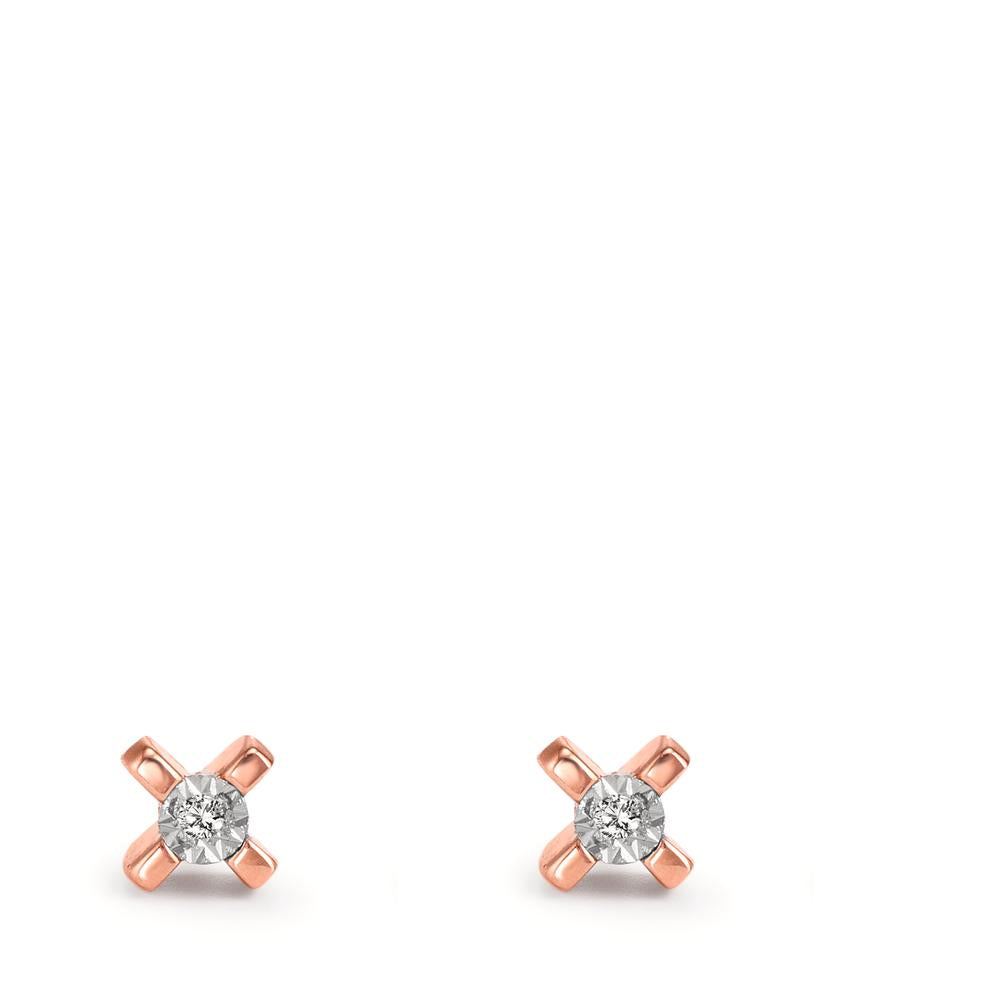 Stud earrings 18k Red Gold Diamond 0.01 ct, 2 Stones, w-si Ø3.5 mm