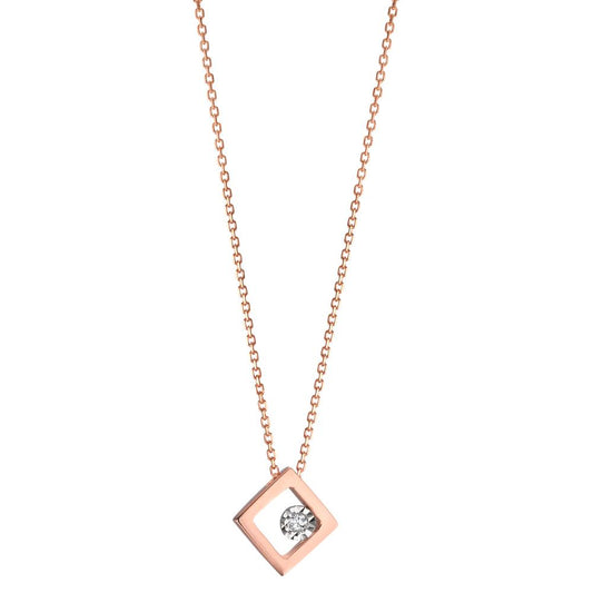 Necklace 18k Red Gold Diamond 0.008 ct, w-si 40-42 cm