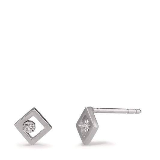 Stud earrings 18k White Gold Diamond 0.01 ct, 2 Stones, w-si Ø4.8 mm