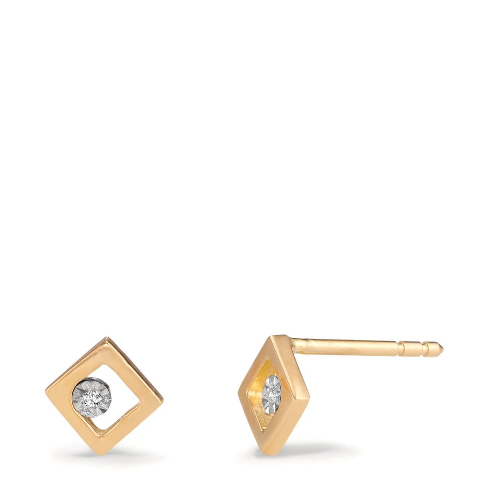 Stud earrings 18k Yellow Gold Diamond 0.01 ct, 2 Stones, w-si Ø4.8 mm