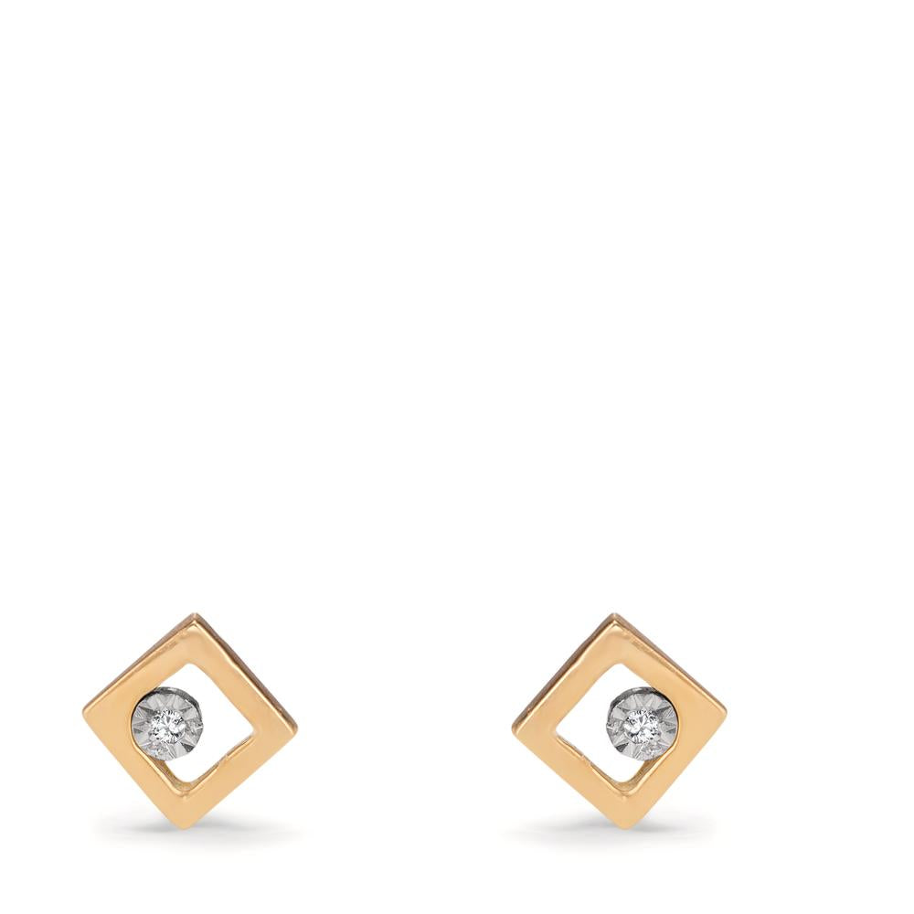 Stud earrings 18k Yellow Gold Diamond 0.01 ct, 2 Stones, w-si Ø4.8 mm