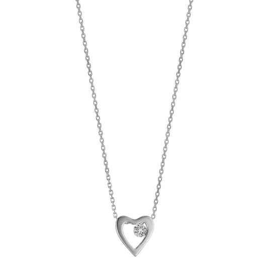 Necklace 18k White Gold Diamond 0.005 ct, w-si Heart 40-42 cm Ø6 mm