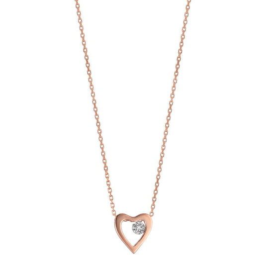 Necklace 18k Red Gold Diamond 0.005 ct, w-si Heart 40-42 cm Ø6 mm