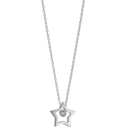 Necklace 18k White Gold Diamond 0.005 ct, w-si Star 40-42 cm Ø7.5 mm