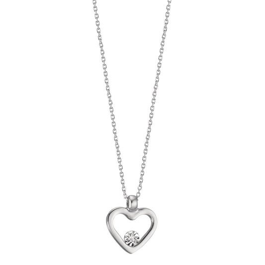 Necklace 18k White Gold Diamond 0.008 ct, w-si Heart 40-42 cm Ø9 mm