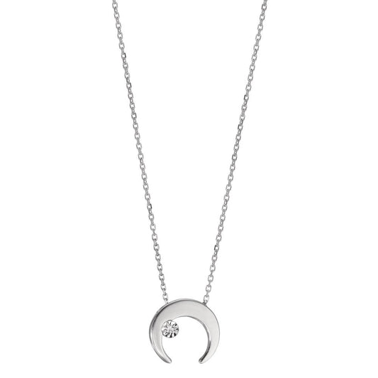 Necklace 18k White Gold Diamond 0.005 ct, w-si Moon 40-42 cm Ø8.5 mm