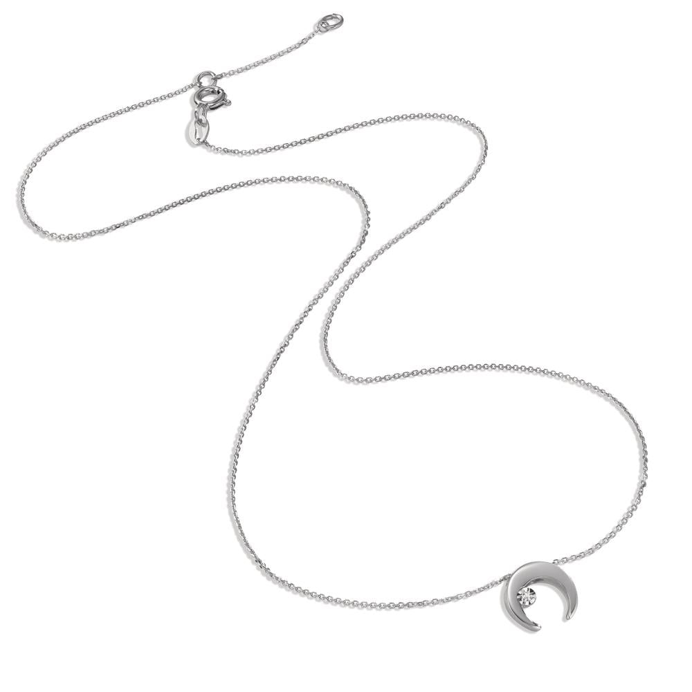 Necklace 18k White Gold Diamond 0.005 ct, w-si Moon 40-42 cm Ø8.5 mm