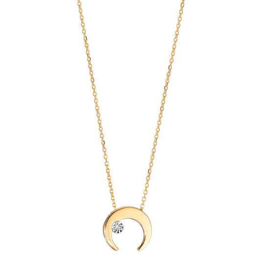 Necklace 18k Yellow Gold Diamond 0.005 ct, w-si Moon 40-42 cm Ø8.5 mm