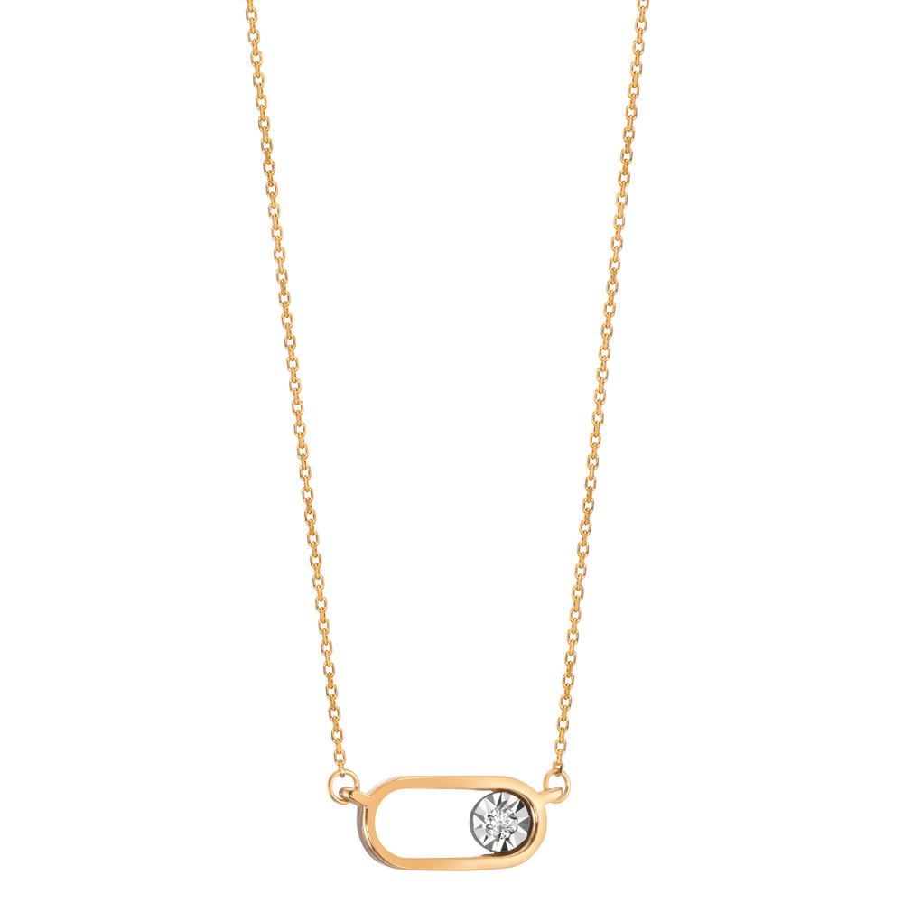 Necklace 18k Yellow Gold Diamond 0.015 ct, w-si 40 cm