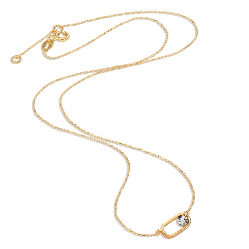 Necklace 18k Yellow Gold Diamond 0.015 ct, w-si 40 cm